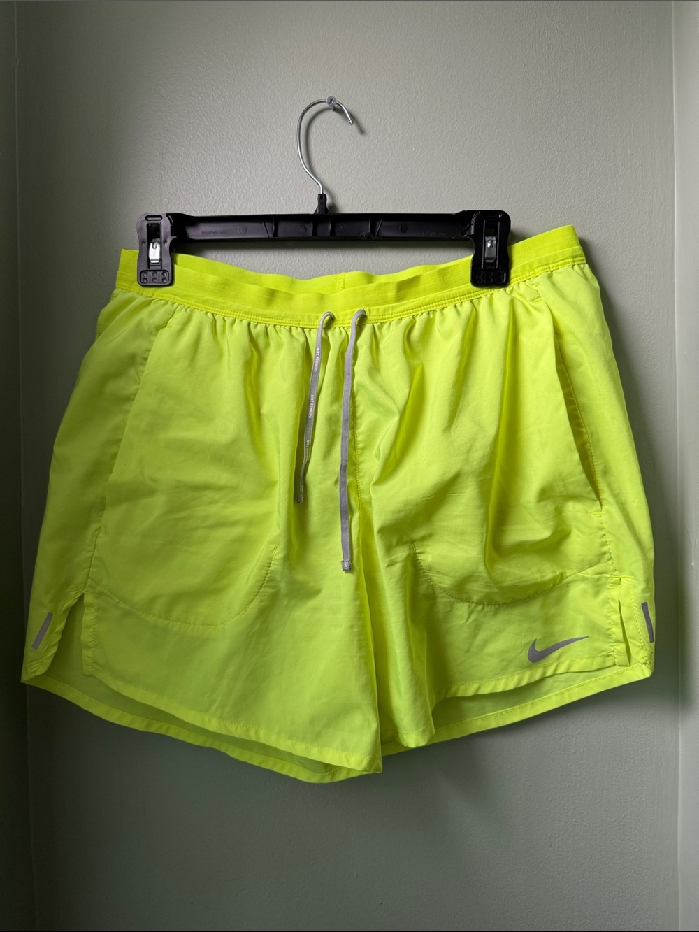 Nike Neon Lime Athletic Shorts with Reflective Swoosh